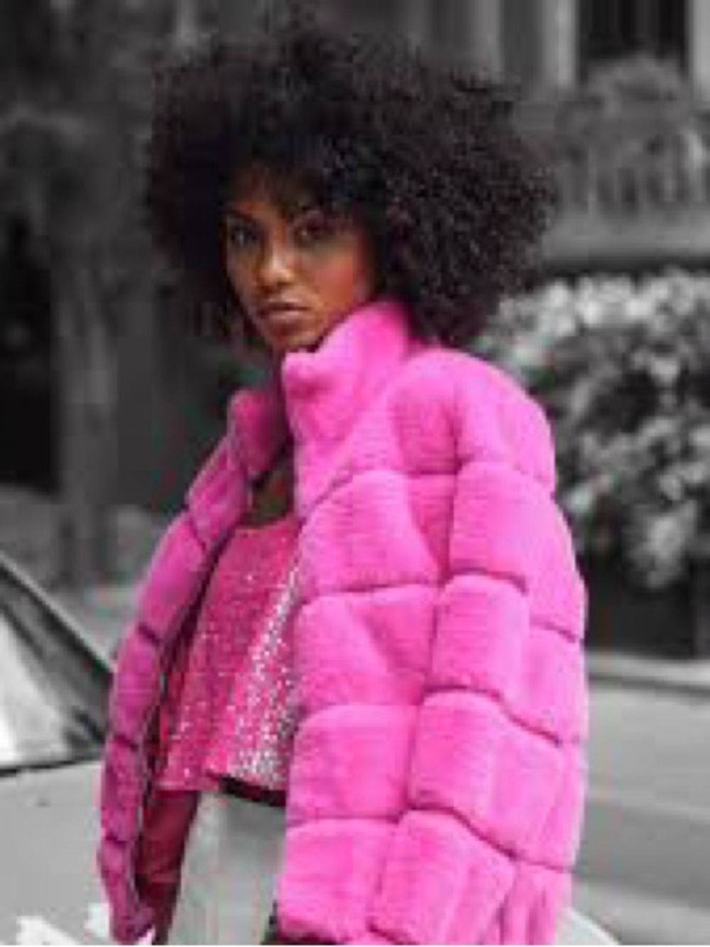 Love Token Hot Pink Faux-Fur Quilted Puffer Jacket